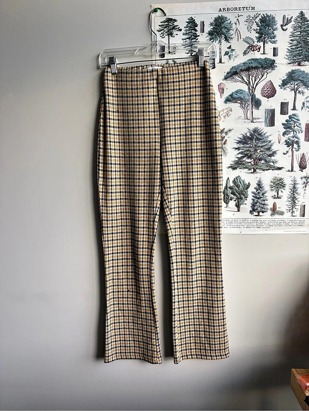 Urban Outfitters Plaid Wide Leg Pants in Brown & Yellow Size Small